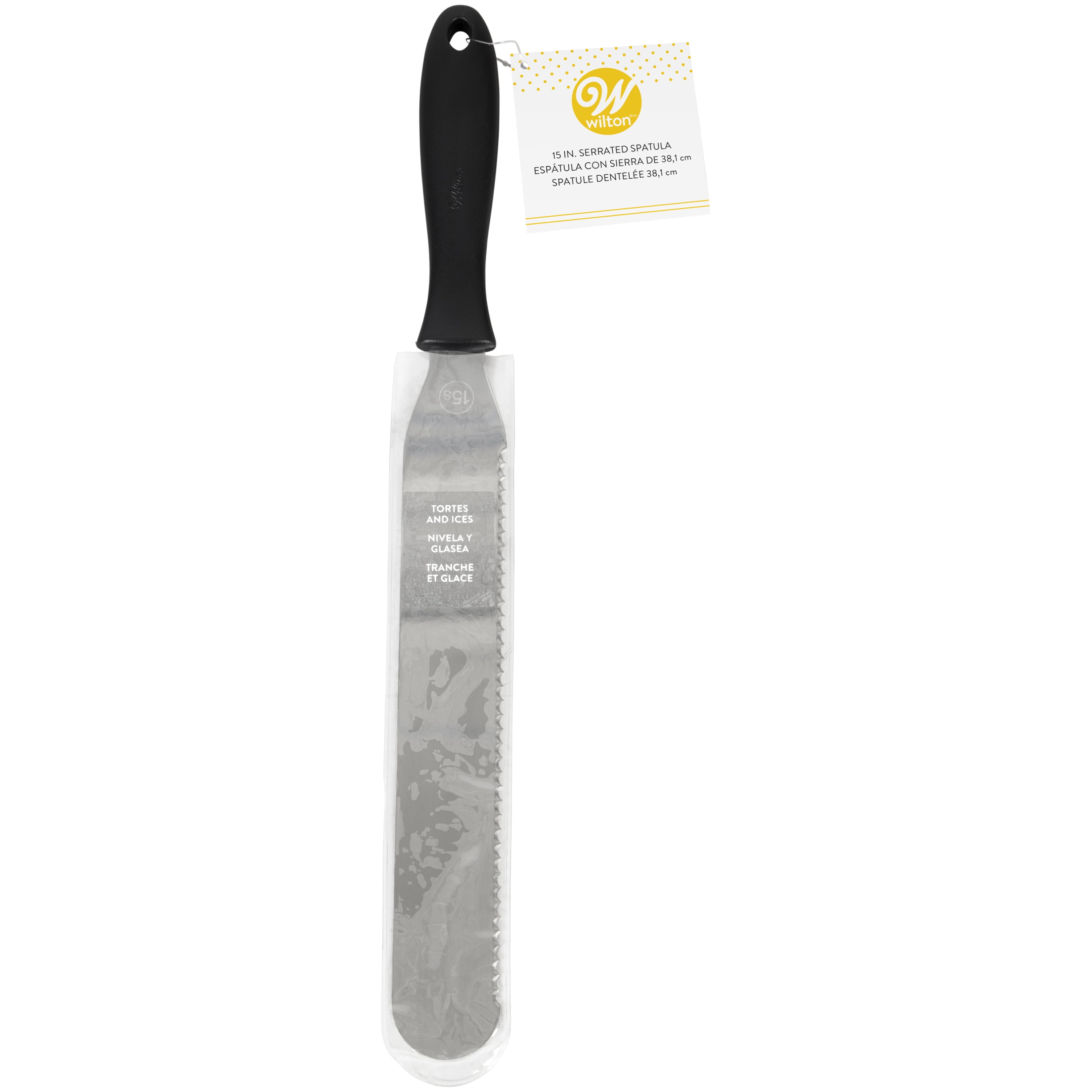 Wilton Icing Spatula, Stainless Steel, Black, Serrated Model, 15-inch