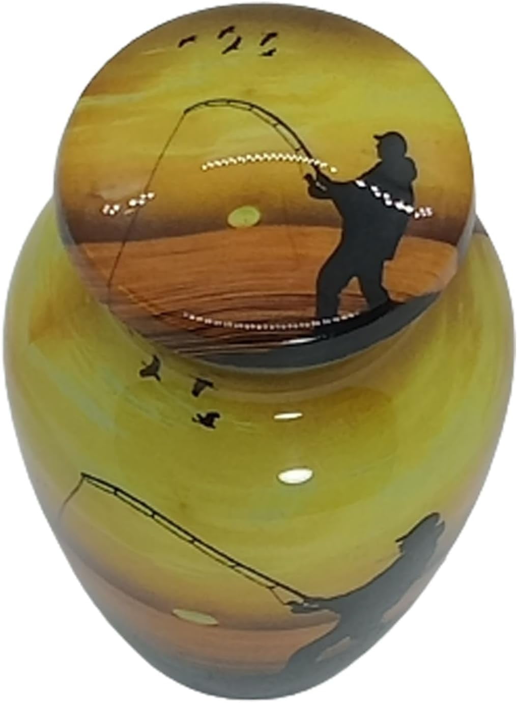 UR Keepsake Urn –Decorative Fishing Catching Keepsake Cremation Urn for Human Ashes with Velvet Box & Velvet Bag-Mini Keepsake Urn - Affordable Keepsake Urn (3 cu.in)