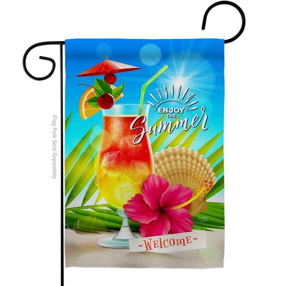 Breeze Decor G156102-BO Summer Welcome Summertime Fun & Sun 13 x 18.5 in. Double-Sided Decorative Vertical Garden Flags for House Decoration Banner Yard Gift