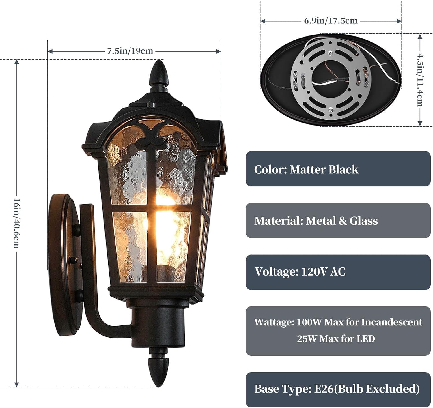 Nordic Hygge Outdoor Wall Lights Fixture, 2-Pack