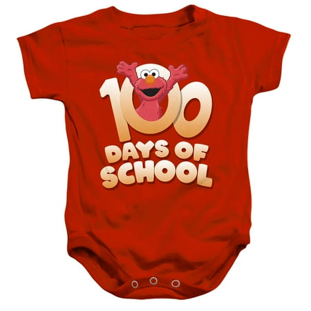 Sesame Street Elmo 100 Days Unisex Infant Snap Suit for Baby, Red, Small