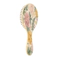 thumbnail image 2 of Wood Paddle Brush with Cushion & Round Hair Brush Retro Plant Pattern Detangling Brush for All Hair Types, 2 of 7