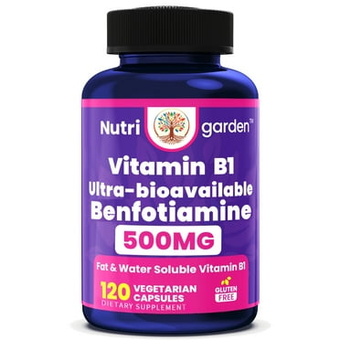 Benfotiamine with Thiamine, Helps Maintain Healthy Glucose Metabolism, Non-GMO, Vegan, Gluten Free, Soy Free, 500 mg, 120 Veggie Caps
