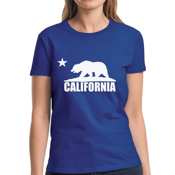 California Bear White Shirt for Women - S M L XL 2XL 3XL Cali Graphic Tee - Western USA State California Ladies T-Shirt Gift