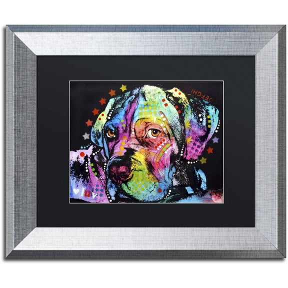 Trademark Fine Art "Young Mastiff" Canvas Art by Dean Russo, Black Matte, Silver Frame