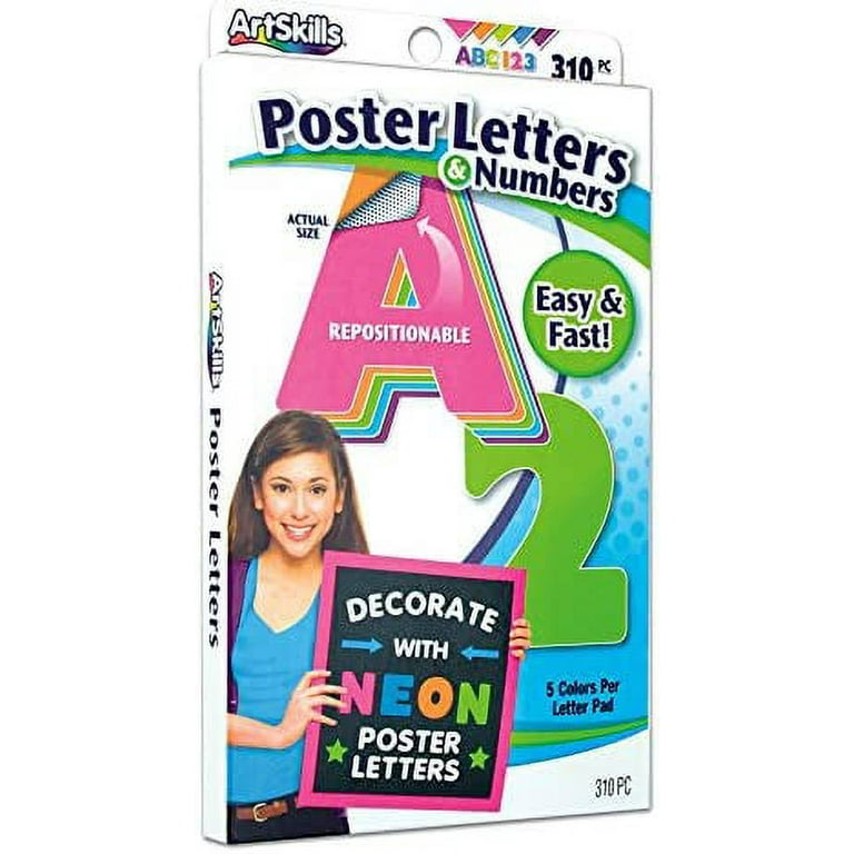 ArtSkills 2.5 Poster Letters & Numbers, A-Z and 0-9, Assorted, Black &  White
