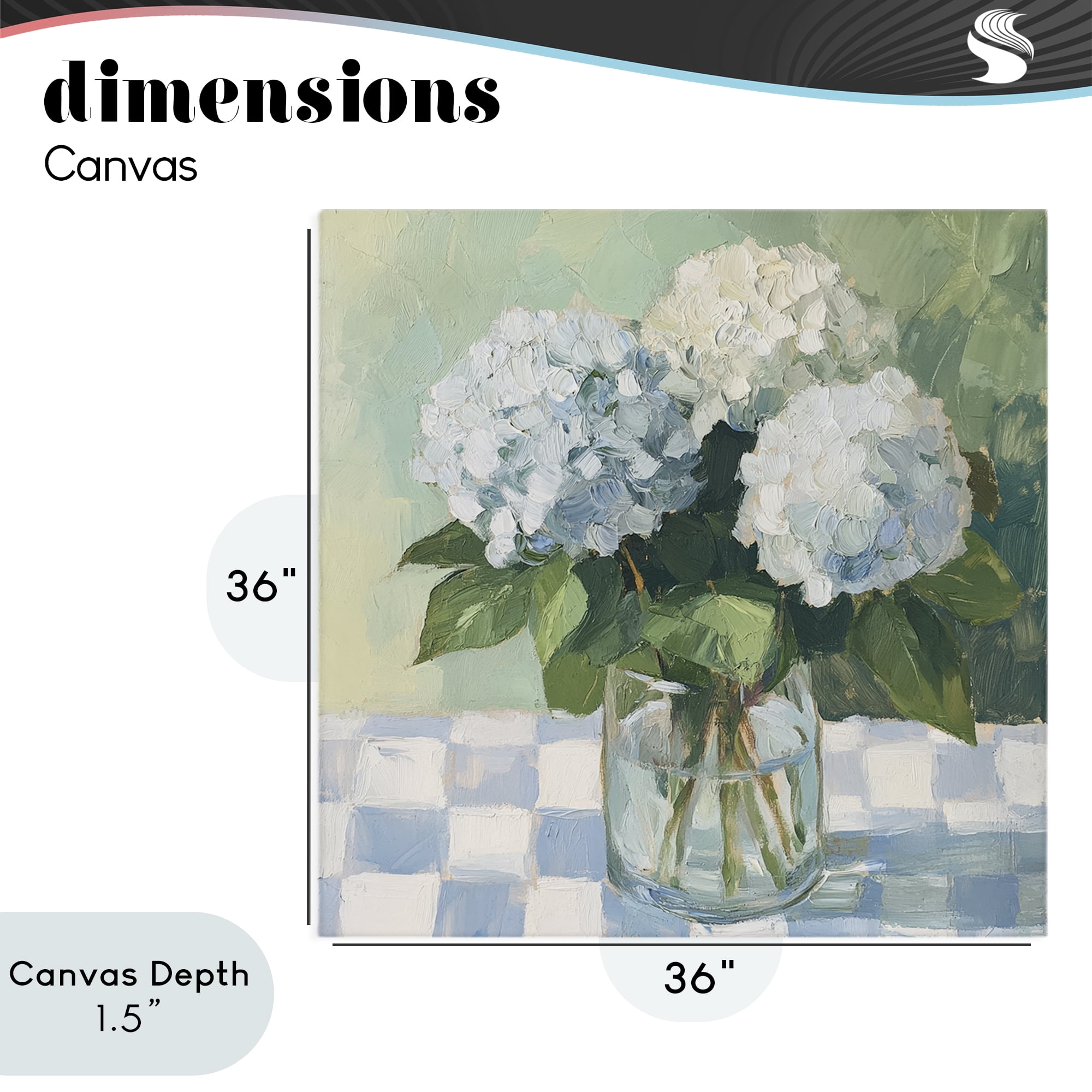 Stupell Industries Hydrangea Picnic on Checkered Canvas Wall Art, design by Petal Prints Design