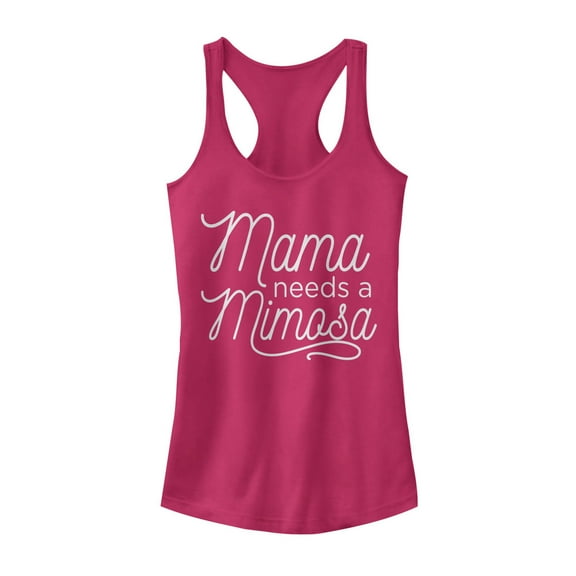 Junior's CHIN UP Mama Needs a Mimosa  Racerback Tank Top Dark Pink X Large