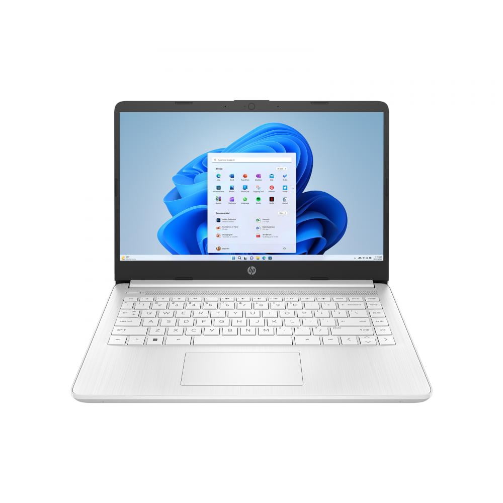 HP 14" HD Touchscreen Laptop with Copilot Intel N150 4GB RAM 128GB SSD Snowflake White + HP Wireless Mouse + One Year M365 Subscription
