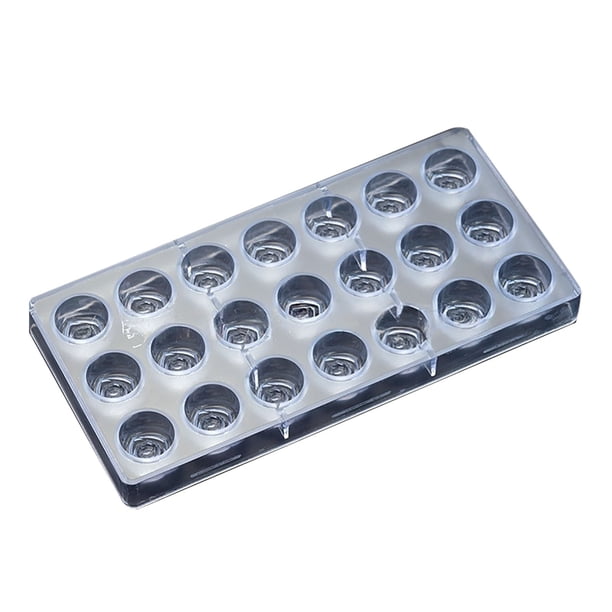 Molde de plástico duro para hacer 21 cavidades de chocolate con forma de rosa para hacer dulces y bombones rellenos de licor.
