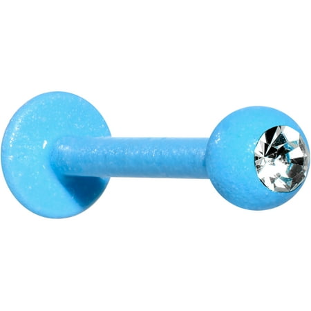 Steel Labret 16 Gauge - Body Candy Blue Plated Steel Clear Accent Glow In The Dark Labret Monroe 16 Gauge 3/8