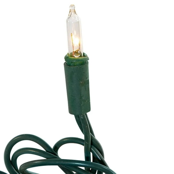 KSA 50-Count Clear Perm-O-Snap Mini Christmas Light Set, 2.5ft Green Wire