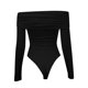 thumbnail image 5 of Body de manga larga con hombros descubiertos para mujer - Poliéster, tallas XS-XL, diseño sexy plisado, cierre a presión, versátil para fiestas/uso diario, 5 of 6