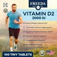 thumbnail image 3 of Freeda Vitamin D2 2000 IU Supplement | Bone, Immune & Calcium Support | Vegan, Gluten Free | 100 Tablets, 3 of 8