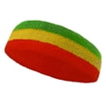 thumbnail image 2 of Couver Triple Color Striped Cotton Terry Sports Headband Sweatband Bright Green Golden Yellow Red, 2 of 8