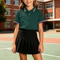 thumbnail image 4 of CQONEPT Boys Henley Short Sleeve Shirt Summer Cotton Collared T Shirt Toddler Casual School Uniform Dress Shirts Green L, 4 of 6