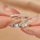thumbnail image 1 of Anillo de bodas pequeño brillante de plata esterlina S925 para parejas, anillo de fila con diamantes de moissanita, anillo de pareja a juego para mujer, 1 of 5