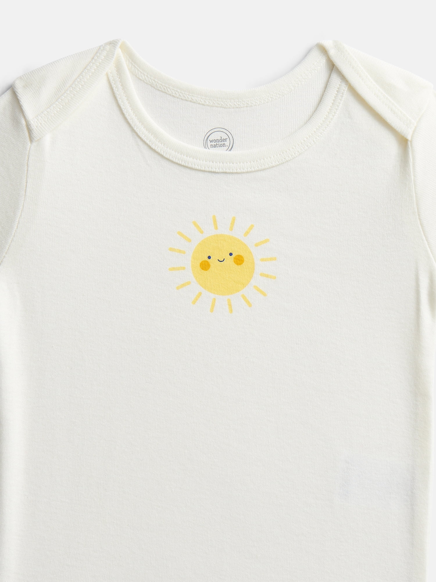 Wonder Nation Organic Cotton Baby Boys or Girls Short Sleeve Cotton Bodysuit, 4-Pack, Sizes 0/3 Months-6/9 Months