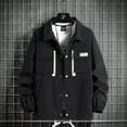 thumbnail image 2 of Fengqque Men's Workwear Jacket for Spring, Loose Casual Jacket Black 16(XXXXL), 2 of 7