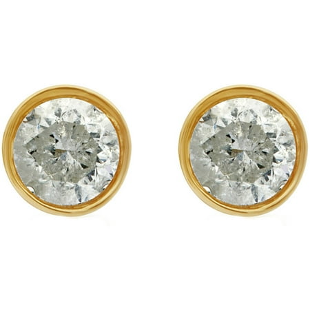 1.00 Carat T.W. Round Diamond 14kt Yellow Gold Bezel Stud Earrings, IGL Certified, Comes in a Box