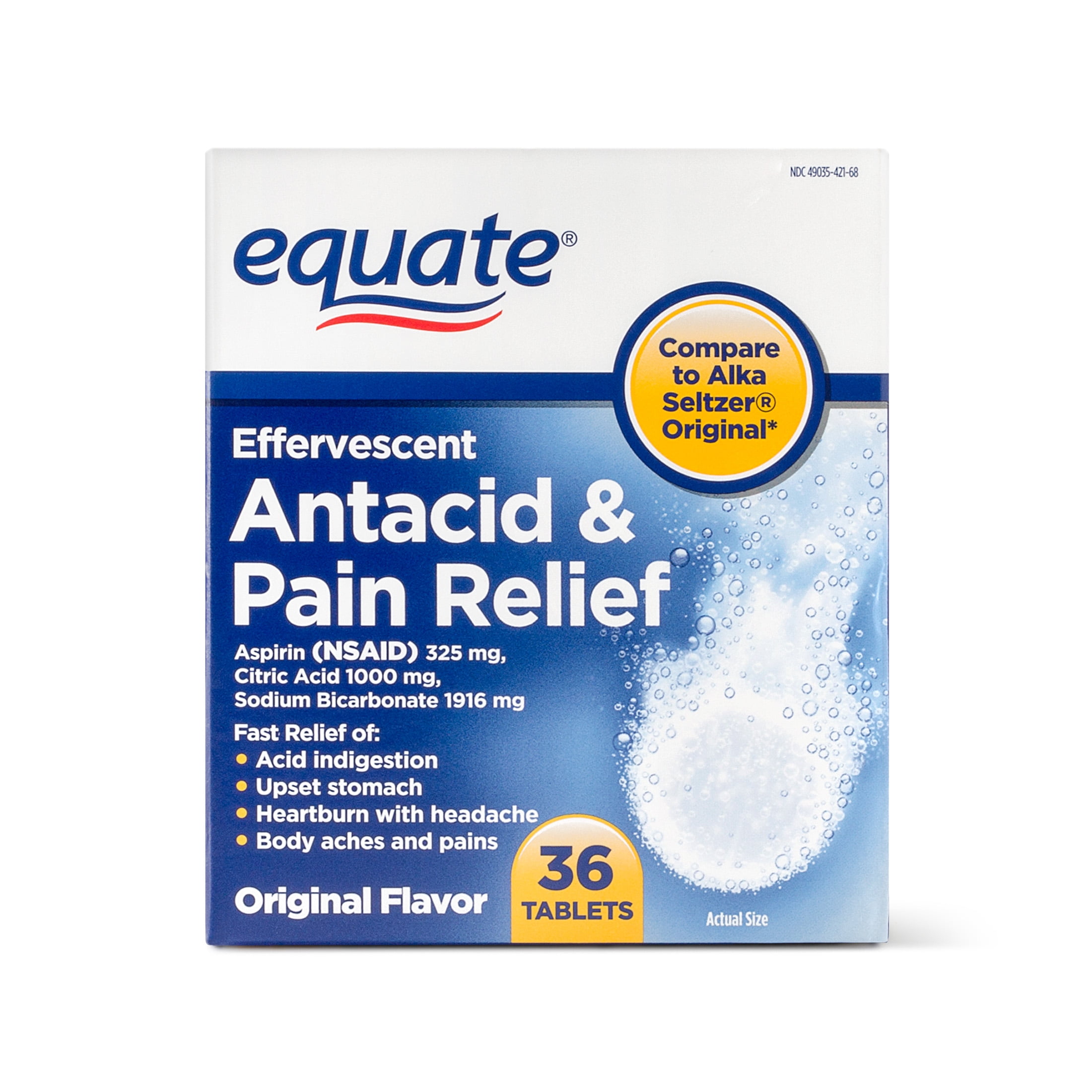Equate Antacid Pain Relief Aspirin Effervescent Tablets 325 Mg Equate Antacid Pain Relief Aspirin Effervescent Tablets 325 Mg 36 Ct Com