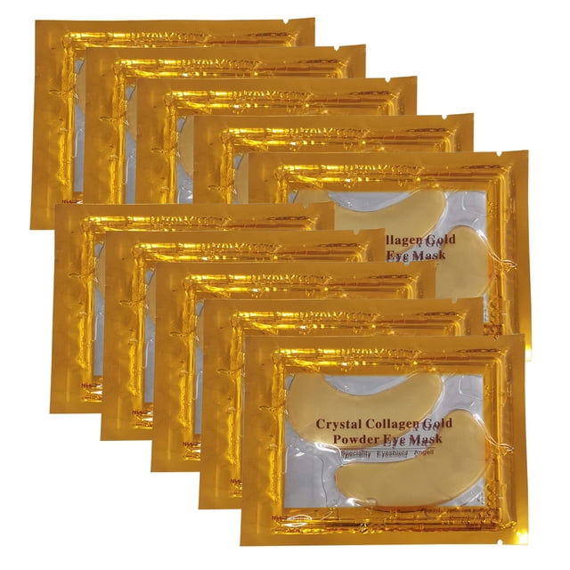 Vandarllin24K Gold Powder Gel Colágeno debajo de las máscaras de los ojos Parche en hoja Quitar bolsas Ojeras e hinchazón Reduce las arrugas Hidratante para puntos negros (30 pares)