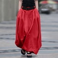 thumbnail image 2 of LWavelet Women Balloon Maxi Skirt Elastic High Waist With Pockets Casual Summer Long Skirt Red XL, 2 of 8