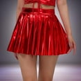 thumbnail image 2 of Mini Skirts for Women Fashion Solid Dazzling Pleated Skirt Stage Nightclub High Waist Slimming A Line Red XL, 2 of 3