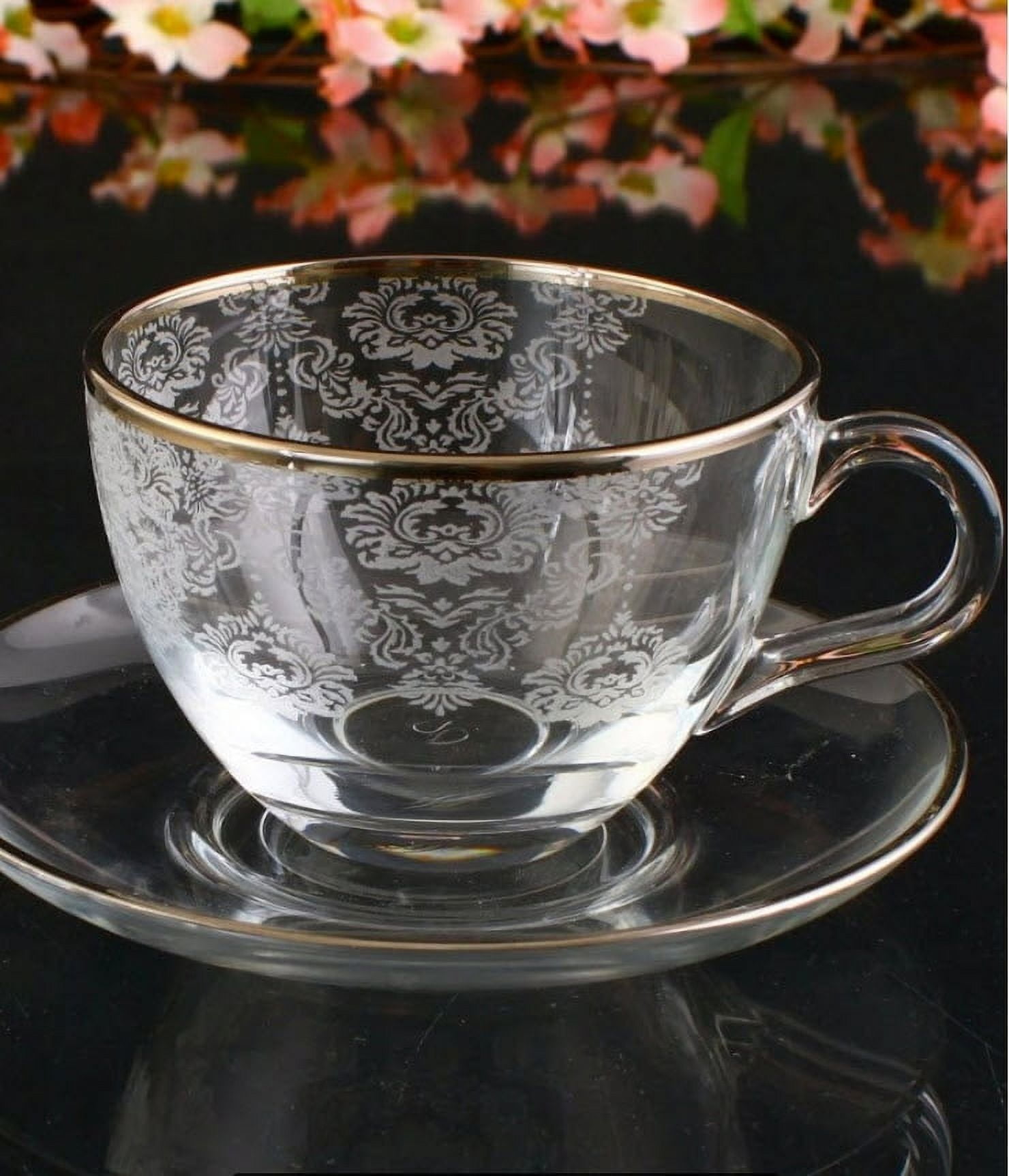 19 Pcs Luxury Porcelain Tea Set - 6 Cups, 6 Saucers, 6 Spoons,1 Metal  Holder, White - Walmart.com