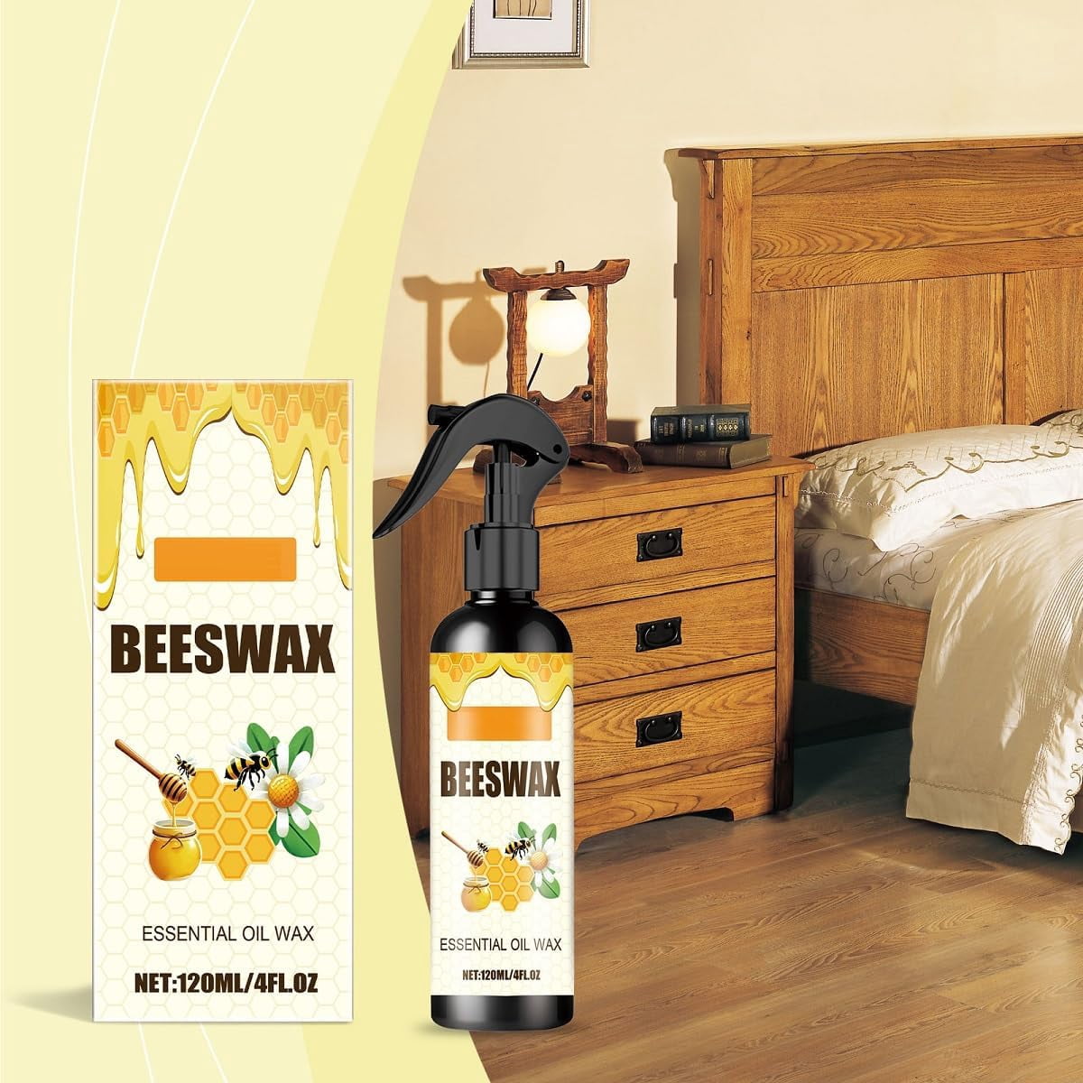 Beeswax Spray Furniture Polish,Natural Beeswax Care Spray & Restorer,Bees Wax Polish For Living Room,Kitchen and Wooden Furniture Floors (2PCS)