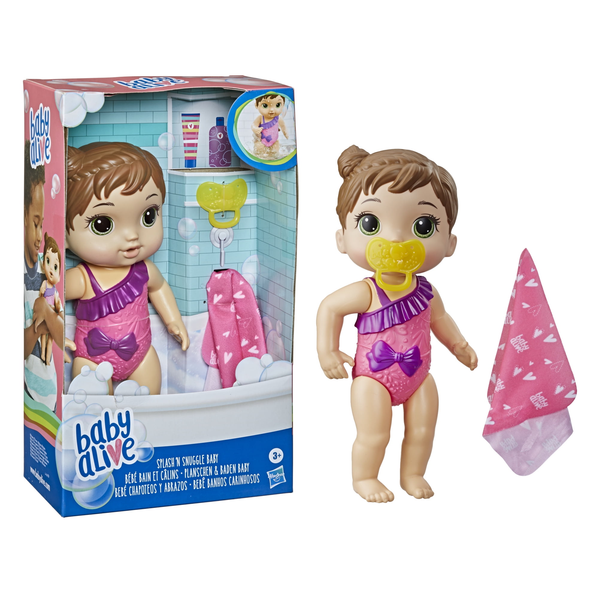 Baby Alive Splash 'n Snuggle Baby Hair Doll For Water Play, With Accessories - Walmart.com