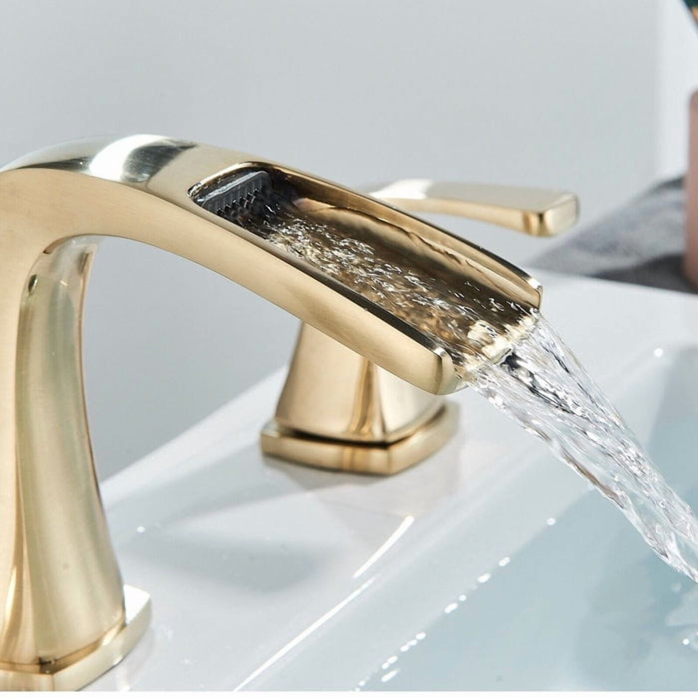 Brushed Gold 8"Widespread Bathroom Sink Faucet 3Hole 2Handle Basin Mixer w/Drain