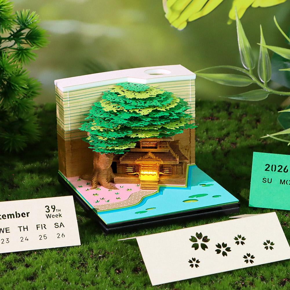 3D Calendar 2026 Unique Paper Sculpture Sticks,2026 Desktop calendar Tear-off Page Carved DIY Art Craft for Thanksgiving Christmas Housewarming Office Desktop Decoration