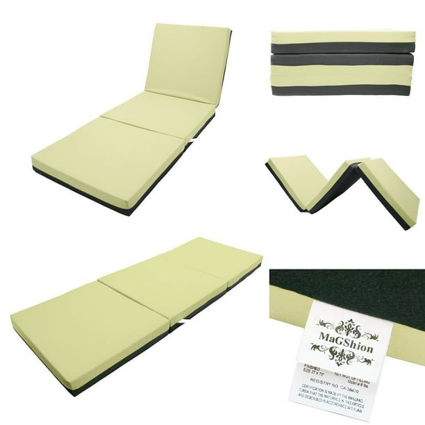 Magshion 4 Inch Memory Foam Trifold Mattresses Floor Bed Full Size (54''W) Khaki