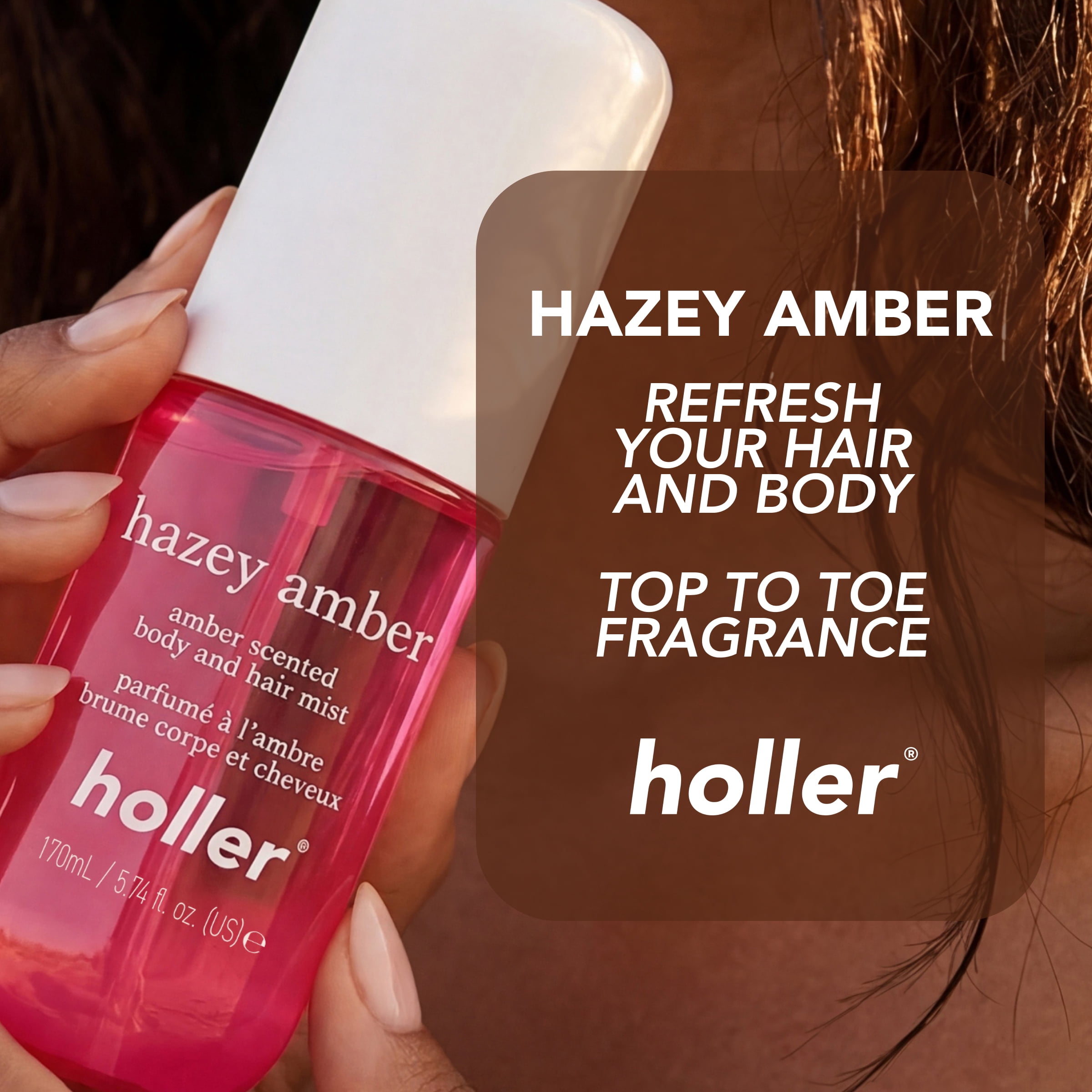 Holler Hazey Amber Amber Scented Body and Hair Fragrance Mist, 5.7 fl oz