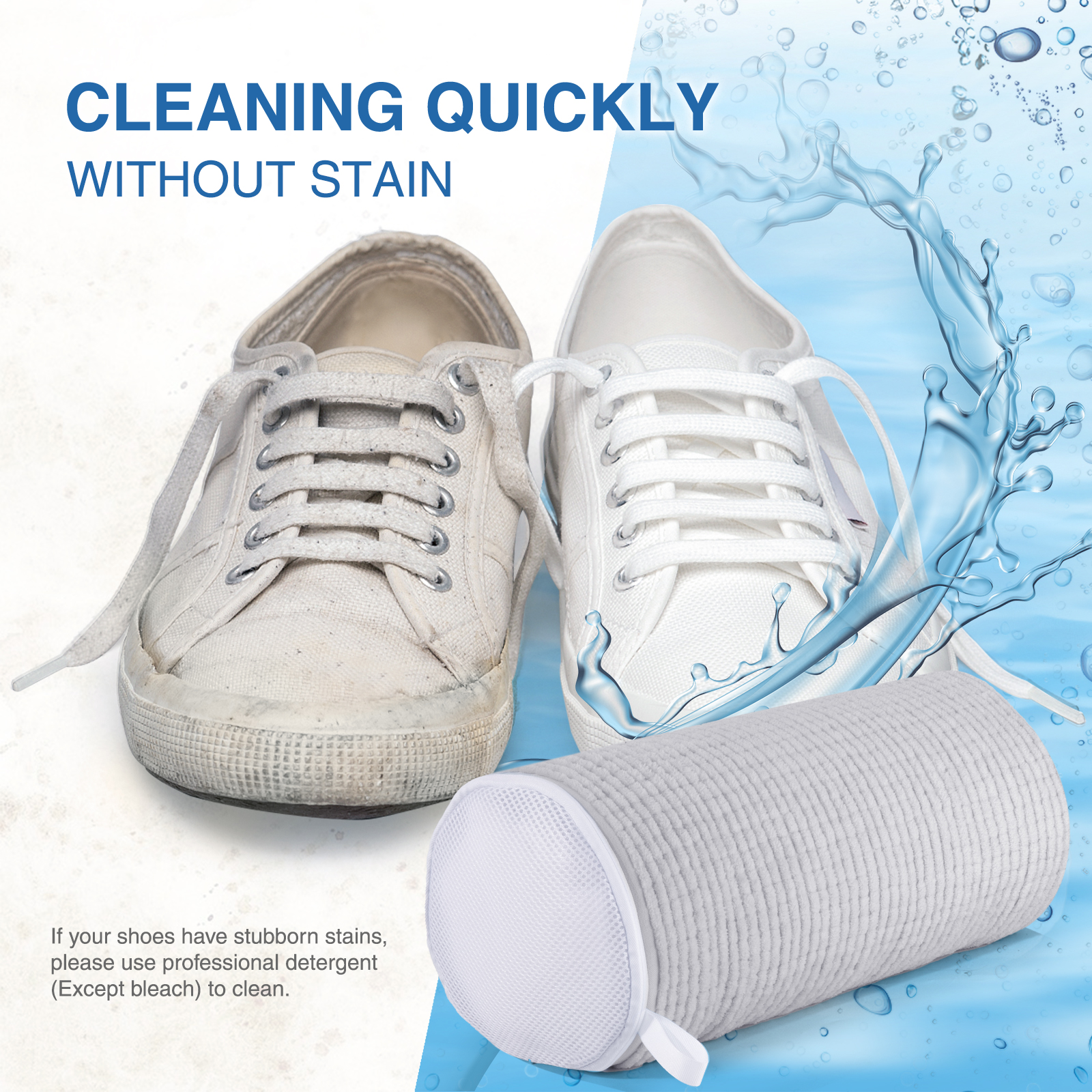 Avoalre Shoe Washing Bag, Fluffy Fibers 360° All-Around Cleaning Shoe Laundry Bag, Top Hidden Zipper, Durable & Reusable for All Shoe Types