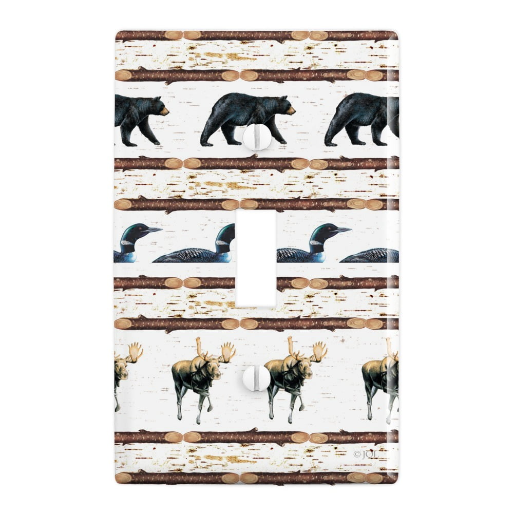 Loon Moose Bear Lodge Log Cabin Plastic Wall Decor Toggle Light Switch Plate Cover Walmart Com Walmart Com