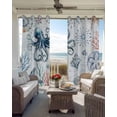 thumbnail image 6 of Ocean Octopus Blackout Curtains for Bedroom Living Room Darkening Curtains 54 Inch Long Summer Coastal Coral Flower Shells Short Curtain for Small Window Treatment Insulated Grommet Drapes 42"x54"x2, 6 of 9