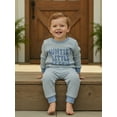 thumbnail image 6 of BemeyourBBs Auntie's Little Bestie Toddler Baby Boy 2 Piece Outfits Long Sleeve Letter Embroidery Waffle Knit Sweatshirt Pants Set Kids Spring Fall Winter Clothes, 6 of 9