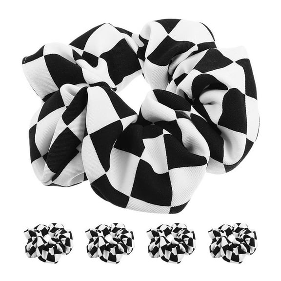 Masteelf 5 Pcs Scrunchies Rope Checkered Bands for Hair Styling Accessories Miss Black