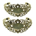 thumbnail image 2 of 2 pulseras tipo brazalete ajustables con diseño de flor de filigrana y dijes de cabujón ovalados. Bronce, 2 of 9