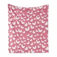 thumbnail image 1 of Birds Soft Flannel Fleece Blanket, Poultry Concept Abstract White Silhouettes of Fluffy Chickens and Tiny Sparrow Birds, Cozy Plush for Indoor and Outdoor Use, 70" x 90", Multicolor, by Ambesonne, 1 of 6