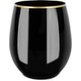 thumbnail image 3 of PLASTICPRO 12 Oz Disposable Stemless Wine Glasses Black and Gold Rim Plastic Cups for Party, 6-Pack, 3 of 3