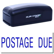 Large Pre-Inked Postage Due Stamp, Slim 1854, Ultra Slim Design, Impression Size 1-13/16" by 2-1/2", Up to 25,000 Impressions - Blue Ink
