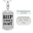 thumbnail image 2 of Keep Your Heart Stainless Steel or 18k Gold Premium Swivel Dog Tag Keychain, 2 of 16