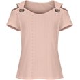 thumbnail image 3 of Xuboway cold shoulder eyelet tops for women plus size sexy V Neck T Shirts Basic summer Tees western cruise outfits country concert tunics tops to wear with leggings, 3 of 3
