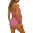 thumbnail image 3 of Gyexs Maternity Swimsuit Two Piece High Waisted Ruffle Bikini Set Beach Adjustable Straps Summer Pregnancy Bathing Suit #01 Watermelon Red, Size S, 3 of 6