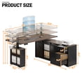 thumbnail image 2 of ANPOO 63" Farmhouse L Shaped Electric Standing Desk, Height Adjustable Corner Desk with Power Outlets, Storage Drawers and Adjustable Shelves, Standing Elegant Computer Desks for Home Office, Black, 2 of 9