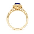 thumbnail image 2 of Rosec Jewels Vintage Inspired Ring for Women - Created Blue Sapphire Ring with Diamond Halo, 10K Yellow Gold, US 12.50, 2 of 8