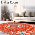 thumbnail image 2 of ODIKA 4'x6' Machine Washable Non-Slip Area Rug, Celestial Interlocking with Starburst Accents High Traffic Rug, Red, 713869, 2 of 7